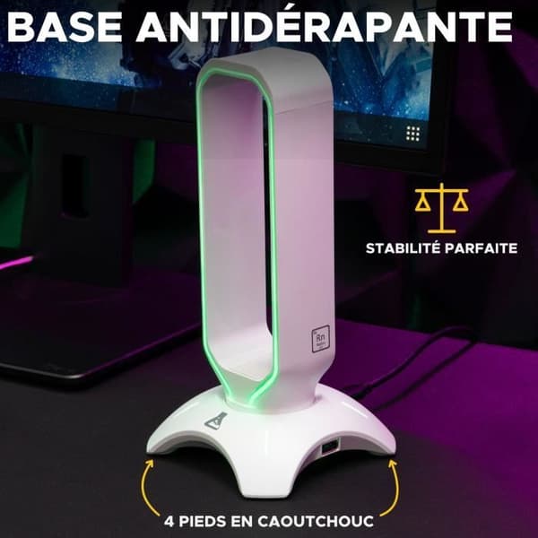 Stöd för headset/headset - THE G-LAB - K-STAND RADO - RGB USB - Vit