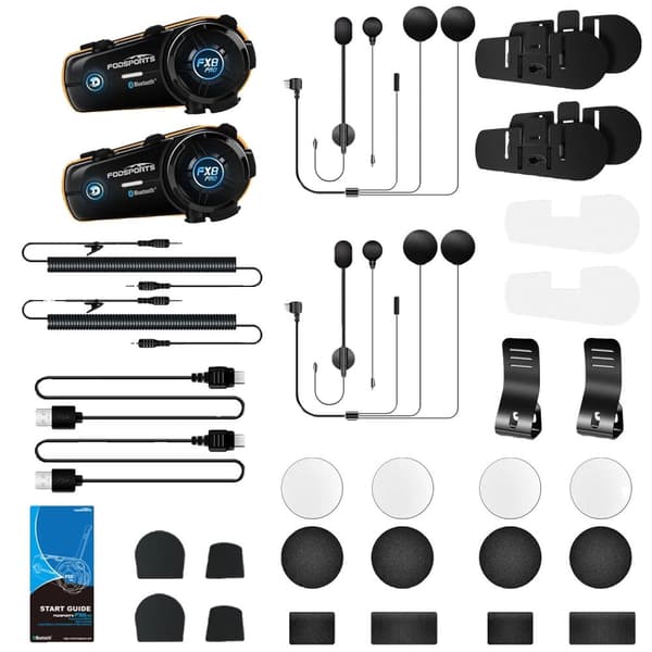 Helmet Bluetooth -kommunikaattori, kaksipiirinen suunnittelu, IP65-vesitiivis, 1000 metrin kantama.,2 kpl FX8 Pro
