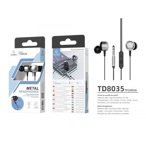In-ear hörlurar Silver, 3,5 mm Anslutning