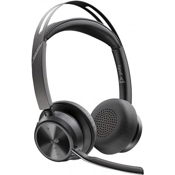 Poly Voyager Focus 2 -Bluetooth-hörlurar med mikrofon och laddningsdocka, Microsoft Teams-certifierad