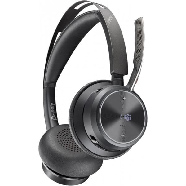 Poly Voyager Focus 2 -Bluetooth-hörlurar med mikrofon och laddningsdocka, Microsoft Teams-certifierad