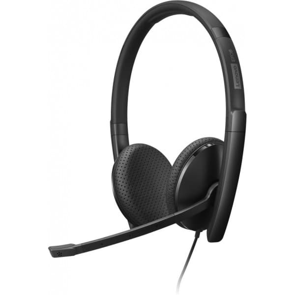 Lenovo Wired VoIP Headset -hörlurar med mikrofon, svart