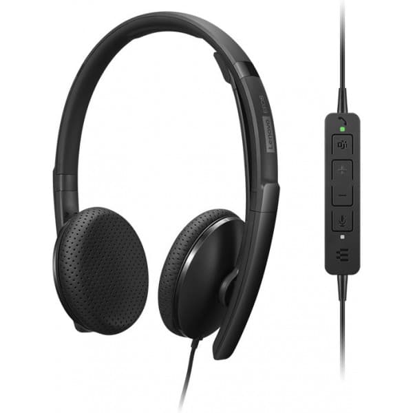 Lenovo Wired VoIP Headset -hörlurar med mikrofon, svart