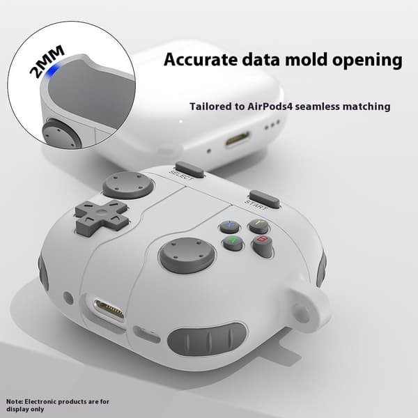 Silikonskal Med Karbinhake Apple AirPods 4 Gamepad Grå