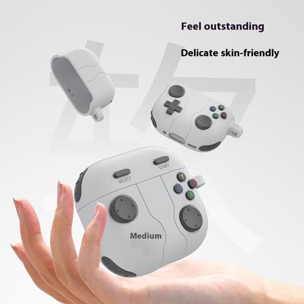 Silikonskal Med Karbinhake Apple AirPods 4 Gamepad Grå