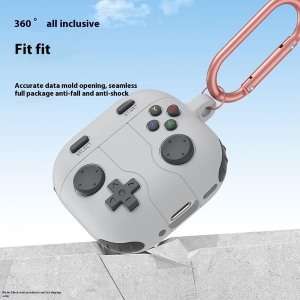 Silikonskal Med Karbinhake Apple AirPods 4 Gamepad Grå