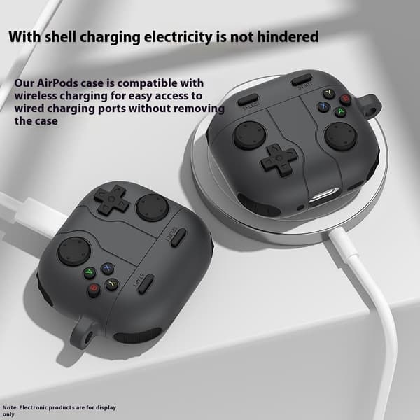 Silikonskal Med Karbinhake Apple AirPods 4 Gamepad Mörkgrå