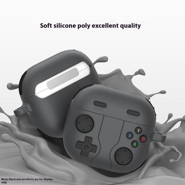 Silikonskal Med Karbinhake Apple AirPods 4 Gamepad Mörkgrå