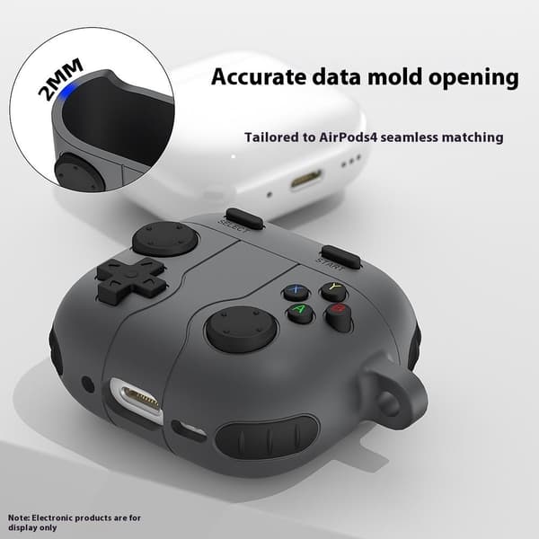 Silikonskal Med Karbinhake Apple AirPods 4 Gamepad Mörkgrå
