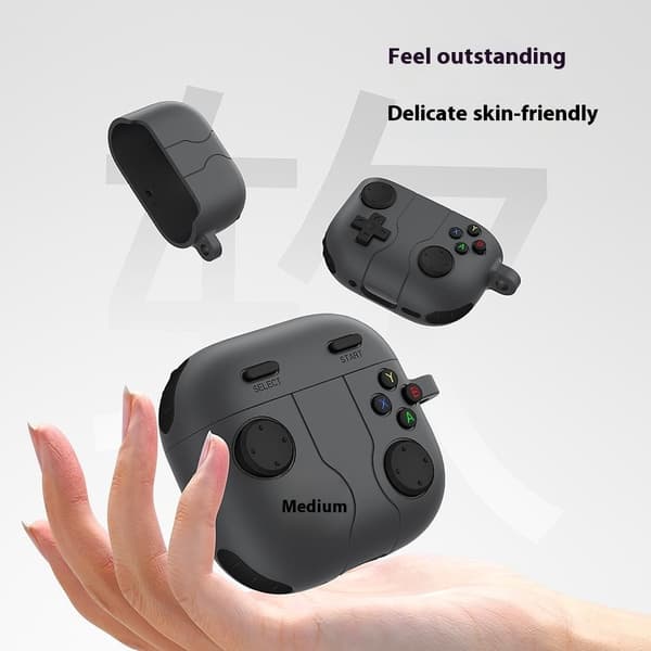 Silikonskal Med Karbinhake Apple AirPods 4 Gamepad Mörkgrå