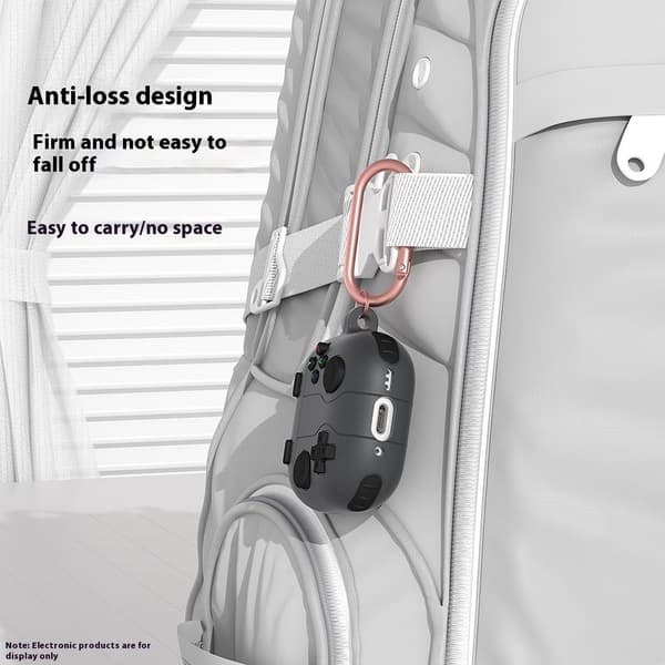 Silikonskal Med Karbinhake Apple AirPods 4 Gamepad Mörkgrå