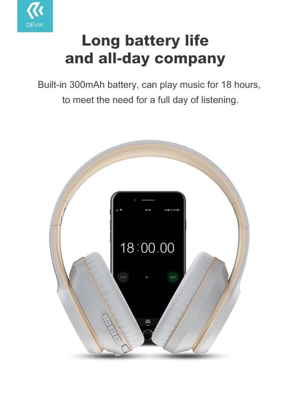 Devia Kintone Vikbara On-Ear 40mm Trådlösa Bluetooth 5.2 HD-hörlurar Blå