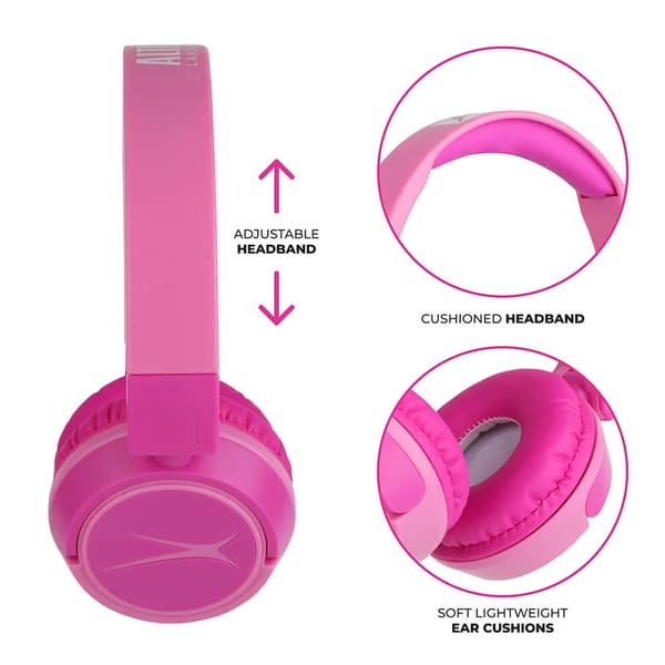 Altec Lansing trådlösa barnhörlurar med volymbegränsning och 10 timmars batteritid - Rosa
