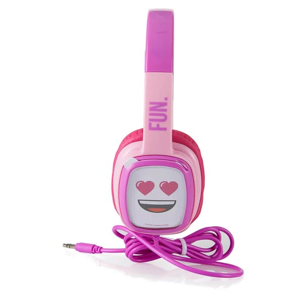 Emoji Flip'N'Switch on-ear-hodetelefoner for barn 4-8 år - volumbegrenset - Rosa