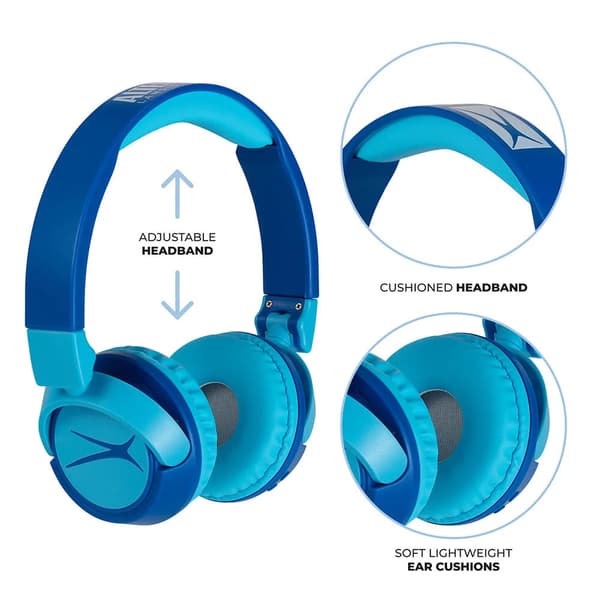Altec Lansing trådløse børnehovedtelefoner med volumenkontrol og 10 timers batterilevetid - Blå