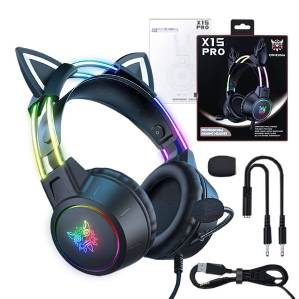 ONIKUMA X15 PRO Gaming headset Cat (svart)