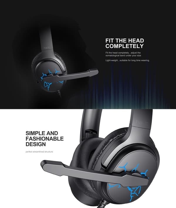 Havit Over-Ear Spelhörlurar LED-ljus 7.1 Stereo Trådbundna Med Mikrofon