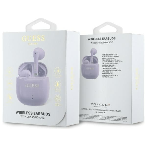 Guess TWS In-Ear Hörlurar Bluetooth Printed Classic Logo - Lila