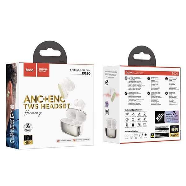 Hoco TWS In-Ear Hörlurar Bluetooth ANC ENC EQ20 - Milky Vit