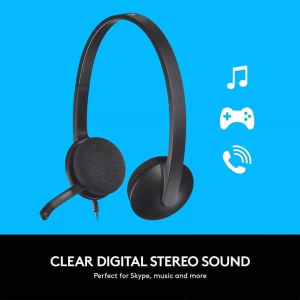 Logitech H340 USB-kuulokemikrofoni, stereo, USB-kuulokemikrofoni Windowsille ja Macille - musta