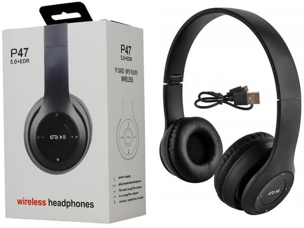 Trådlösa Bluetooth P47 hörlurar Multifunktionellt trådlöst/radio/SD-kort/samtal Svart