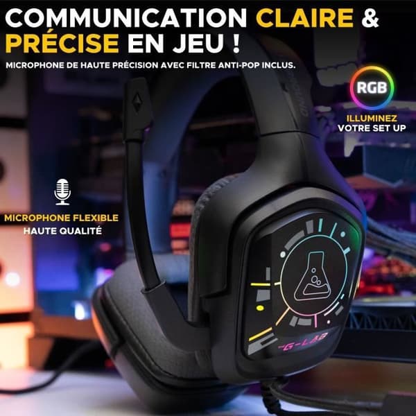 Kabelanslutet spelheadset - The G-Lab - KORP COBALT 7.1 - 7.1 Surround Sound - USB - RGB