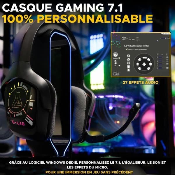 Kabelanslutet spelheadset - The G-Lab - KORP COBALT 7.1 - 7.1 Surround Sound - USB - RGB