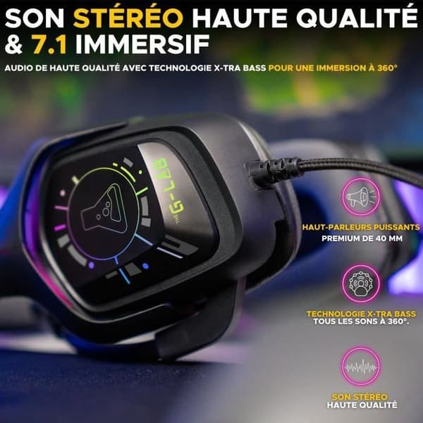 Kabelanslutet spelheadset - The G-Lab - KORP COBALT 7.1 - 7.1 Surround Sound - USB - RGB