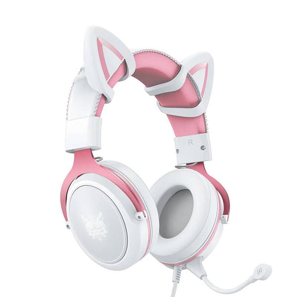 ONIKUMA X10 Hvit/Rosa/Cat Ears Gaming-hodetelefoner