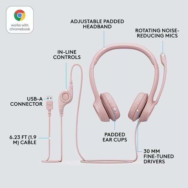 Logitech H390 trådanslutet headset med brusreducerande mikrofon USB in-line-kontroll