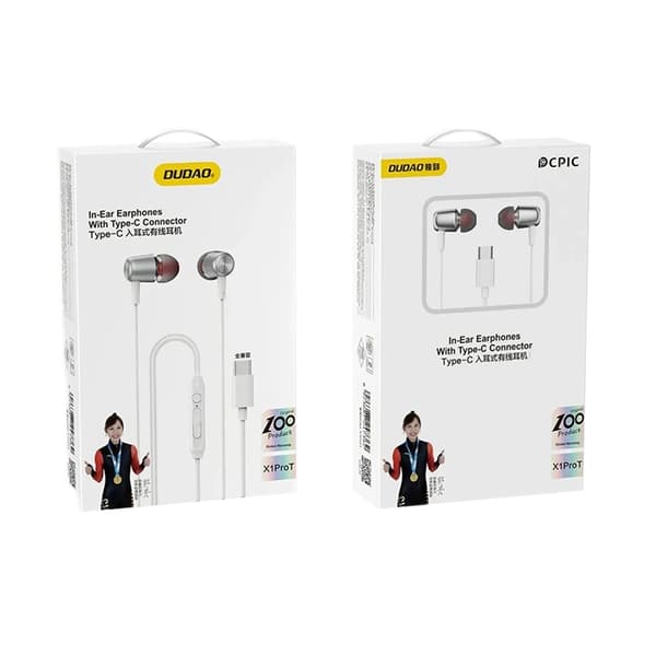 Dudao X1PROT In-Ear Hörlurar Anslutna USB-C Kabel 1.2 m - Vit
