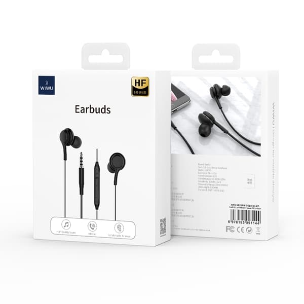 WIWU Trådbundna Hörlurar Jack 3.5mm EB310 - Svart
