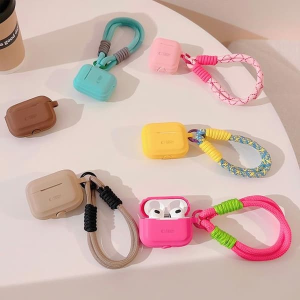 Tech-Protect Airpods Pro 1/2 Skal Silikon Rope - Cafe Latte