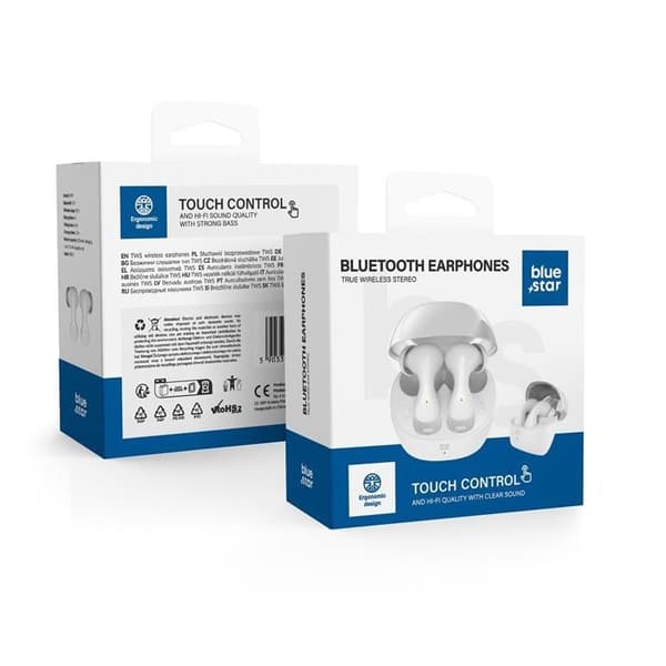 Blue Star Trådlösa In-Ear Hörlurar TWS BK92 - Vit