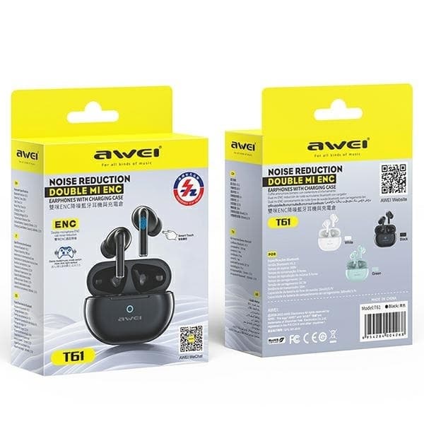 Awei TWS Bluetooth In-Ear Hörlurar T61 - Svart