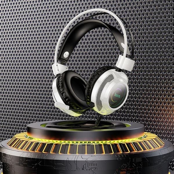 Hoco On-Ear Gaming Hörlurar USB-A/Jack 3.5mm - Vit