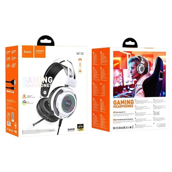 Hoco On-Ear Gaming Hörlurar USB-A/Jack 3.5mm - Vit