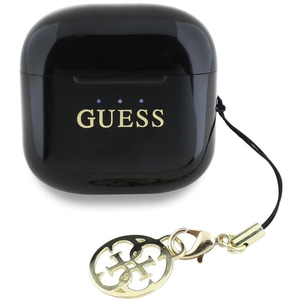 Guess TWS In-Ear Hörlurar Glossy Effect Printed Logo & Charm - Svart