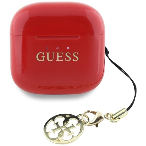 Guess TWS In-Ear Hörlurar Glossy Effect Printed Logo & Charm - Röd