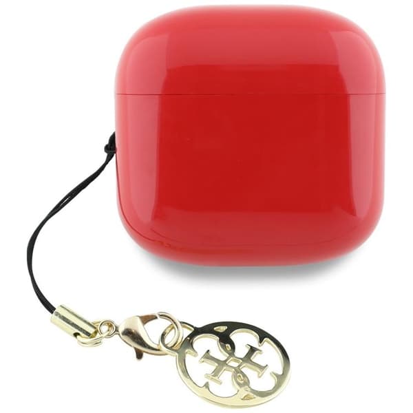 Guess TWS In-Ear Hörlurar Glossy Effect Printed Logo & Charm - Röd