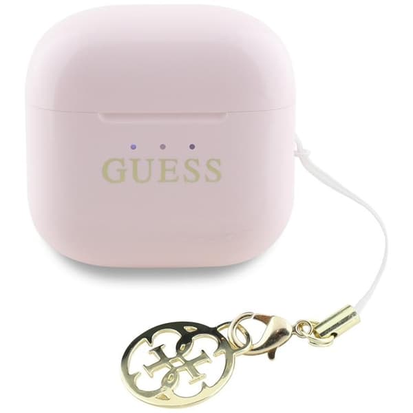 Guess TWS In-Ear Hörlurar Glossy Effect Printed Logo & Charm - Rosa