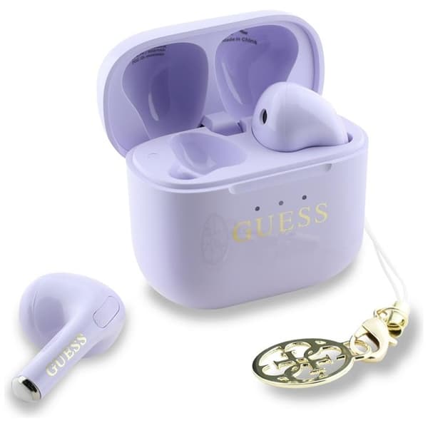 Guess TWS In-Ear Hörlurar Glossy Effect Printed Logo & Charm - Lavendel