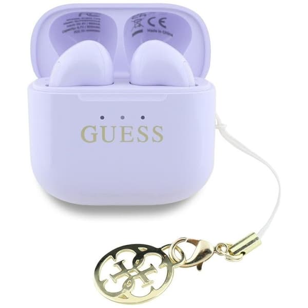 Guess TWS In-Ear Hörlurar Glossy Effect Printed Logo & Charm - Lavendel