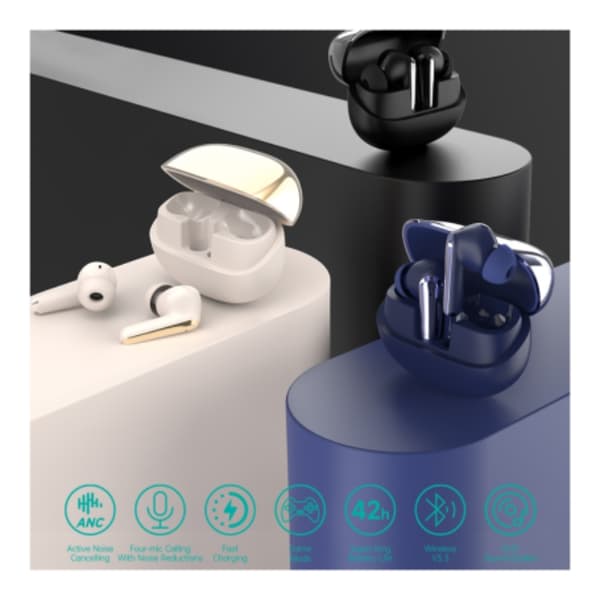 Devia TWS Bluetooth Trådlösa Hörlurar Star E4 ANC - Blå