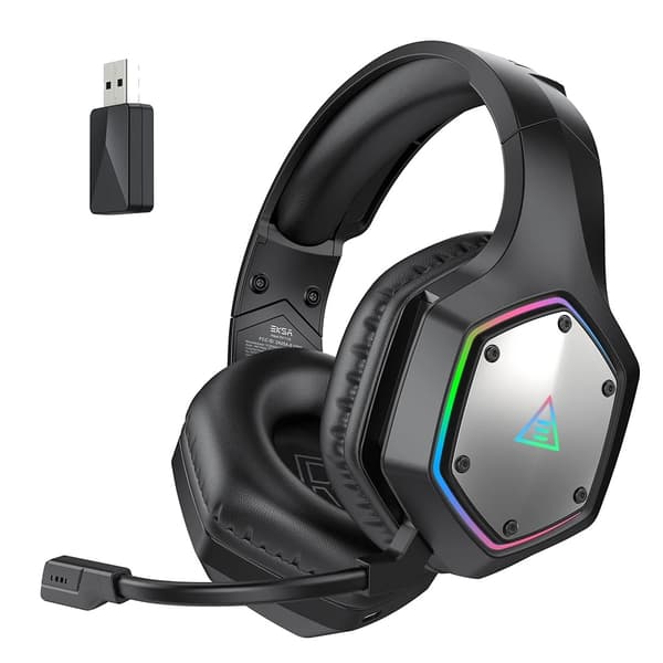 Trådløst Gaming Headset, 7.1 Surround Sound, 36 timers spilletid,Sort