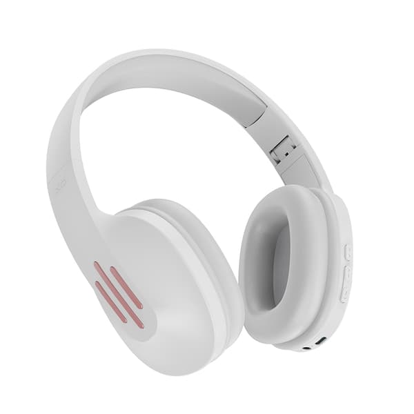 XO vikbart Bluetooth-headset med lång batteritid och mikrofon - Vit