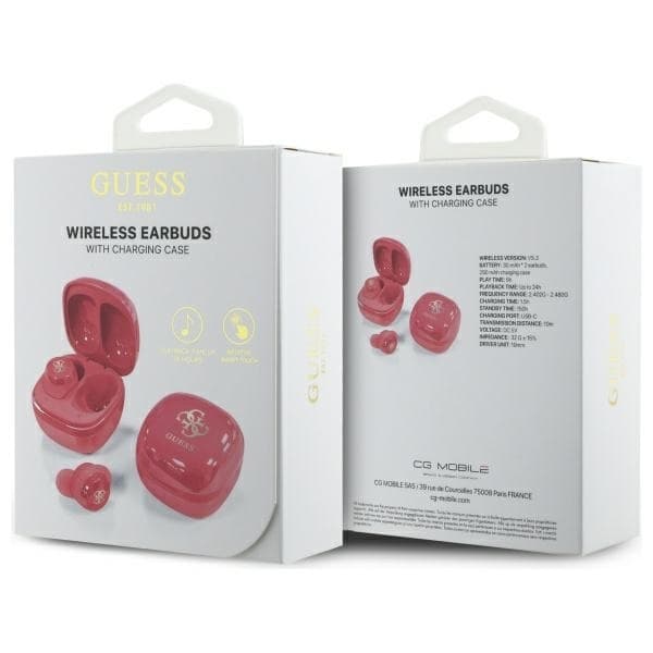 Guess TWS In-Ear Hörlurar Bluetooth Iridescent 4G Printed Logo - Fuschia