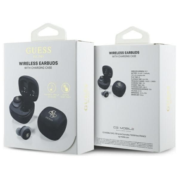 Guess TWS In-Ear Hörlurar Bluetooth Iridescent 4G Printed Logo - Svart