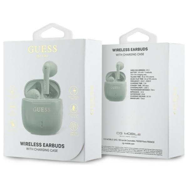 Guess TWS In-Ear Hörlurar Bluetooth Printed Classic Logo - Grön