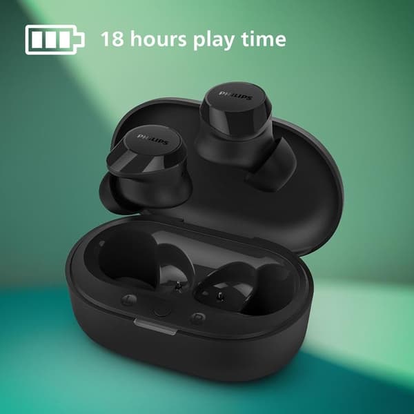 PHILIPS True Wireless Hörlurar 6+18 tim Speltid - Svart